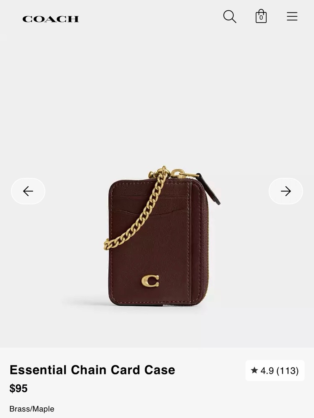 Coach Essential Chain Card Case